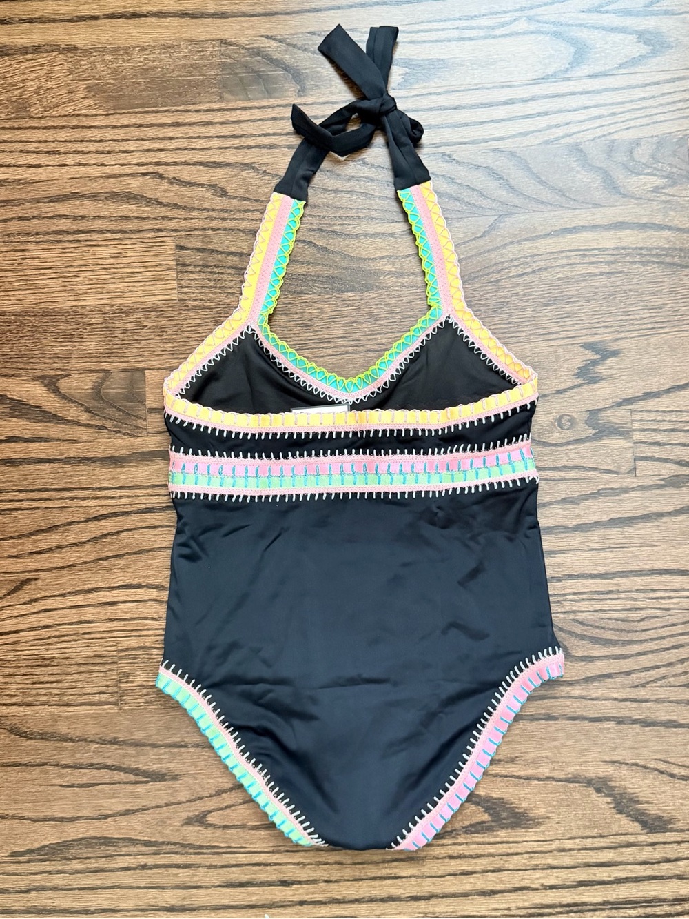 NWT PQ Swim Girls Halter One-Piece Swimsuit with Neon Trim - size 12 - Picture 4 of 7